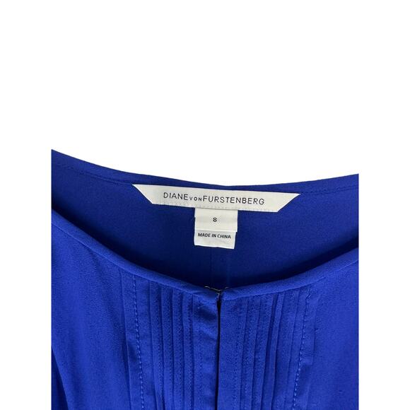 Diane Von Furstenberg Blue Silk Tawney Business Career Long Sleeve Dress Size 8 - Picture 3 of 11
